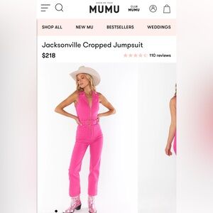 Show Me Your Mumu Jacksonville Cropped Jumpsuit Hot Pink